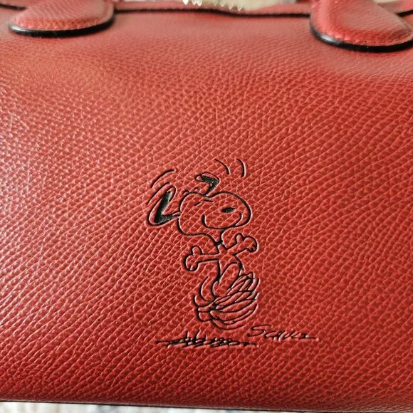Coach x Peanuts Snoopy Mini Bennett Satchel Red F37272 NWOT Leather Bag - Picture 3 of 16